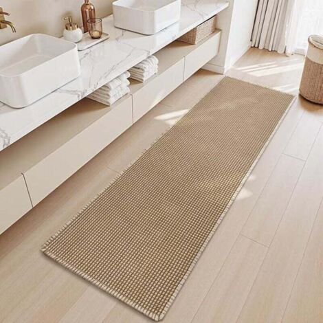 Tapis de Salle de Bain Moderne gaufré Bicolore Tapis de Bain Antidérapant Super Absorbant Lavable en Machine pour la Salle de Bain, Douche 45CM120CM