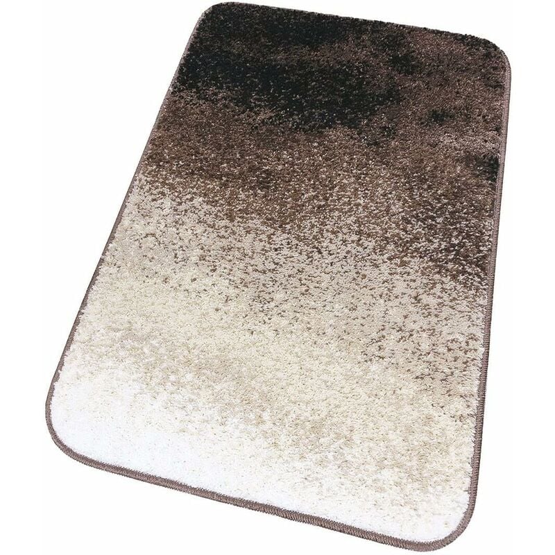 Tapis de Salle de Bain Moderne Motif Dégradé Tapis de Chevet Shaggy Doux et Antidérapant Marron - 60x100 cm