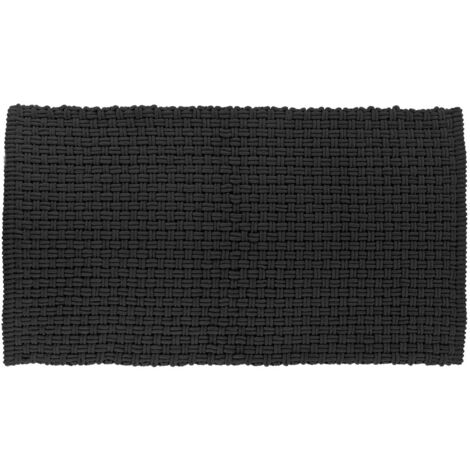Tapis de salle de bain Noir  en microfibre aspect maille  45 x 90 cm - TENDANCE