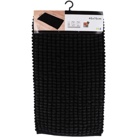 Tapis de salle de bain Noir en Polycoton 45 x 75 cm - TENDANCE