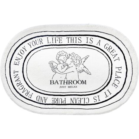 Tapis de salle de bain noir et blanc 50 x 80 cm, doux et absorbant, lavable en machine, antidérapant,pour douche,baignoire,décoration de salle de bain