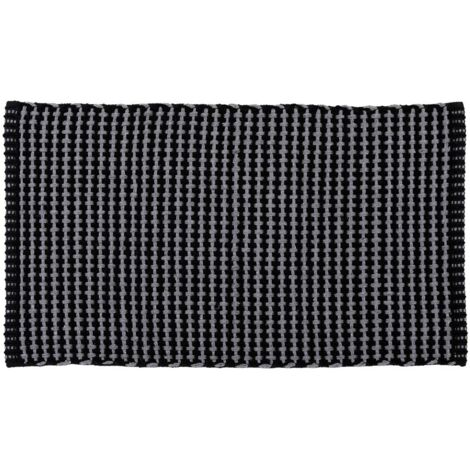 Tapis de salle de bain Noir  et Gris anthracite en Polycoton tressé 50 x 90 cm - TENDANCE