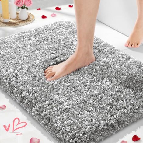 Tapis De Salle De Bain - Non Glissant - Absorbant - Microfibre - 60 x 40 cm - Gris Clair