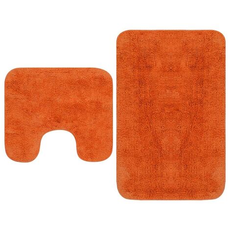 Tapis de salle de bain Orange + Tapis de WC - Toilettes