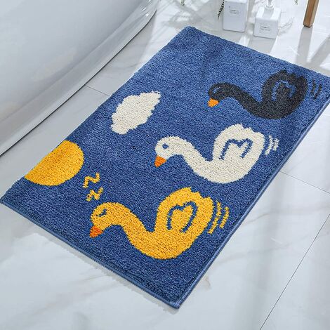 Tapis de salle de bain, tapis de bain antidérapant mignon canard de dessin animé, tapis de salle de bain absorbant l'eau ultra doux, tapis de bain lavable en machine pour baignoire, douche et salle de bain (16" x 24", bleu) - Blue-duck