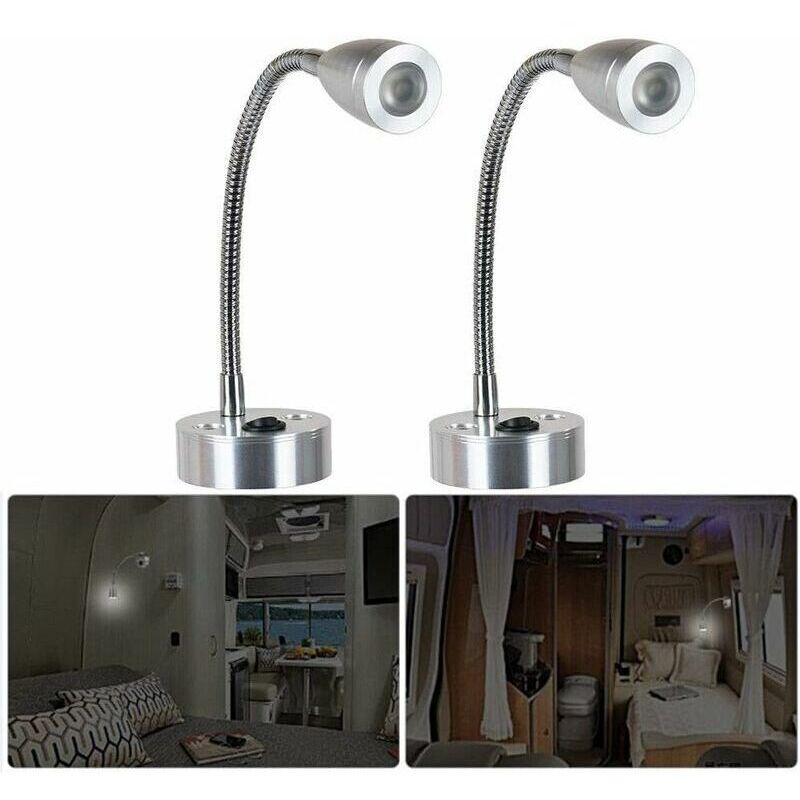 2 x 12V Lampe de Lecture, Liseuse Commuté individuellement Tête réglable pour VR camping-car pour Livre-jaune 3500K