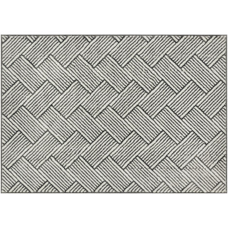 Tapis de salon 200 x 140 cm, poils courts, lavable en machine, hypoallergénique, pour salon, chambre, bureau, gris