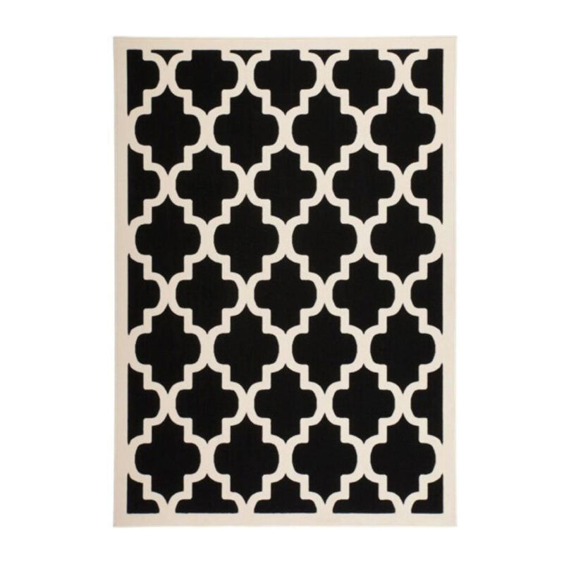 Tapis Vintage à Poils Courts 'Manolya' Noir 160 x 230 cm