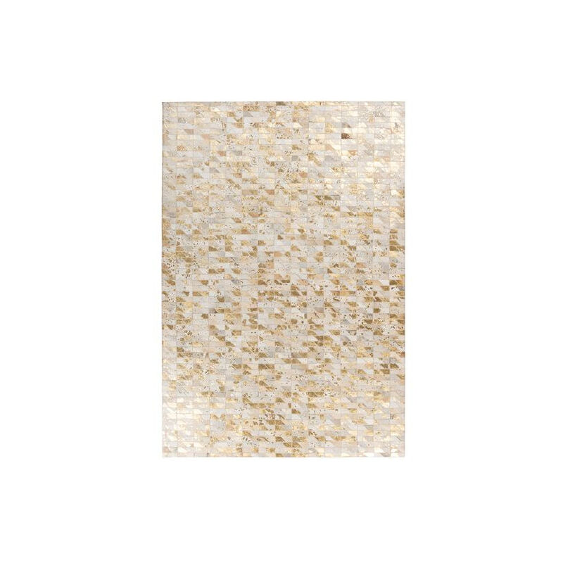 Paris Prix - Tapis Fait Main en Cuir 'Lavin iii' Or & Multicolore 80 x 150 cm