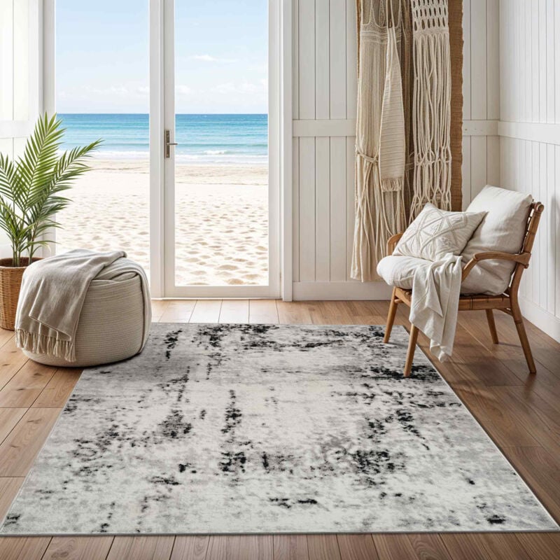 Tapis Abstrait Moderne Blanc/Gris 152x213 cm - Surya