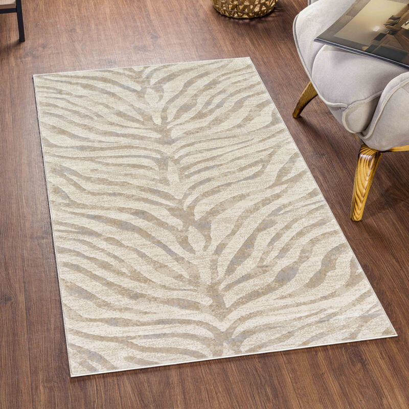 Surya - Tapis Zébré Bohème Gris/Beige 80x150 cm