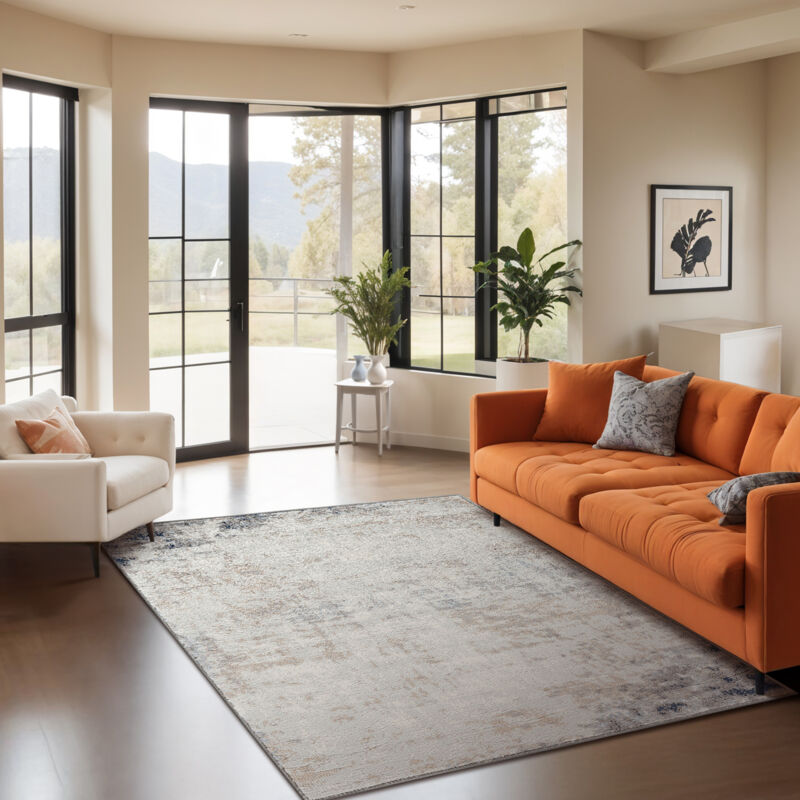 Surya - Tapis Abstrait Moderne Ivoire/Gris/Bleu 200x275 cm