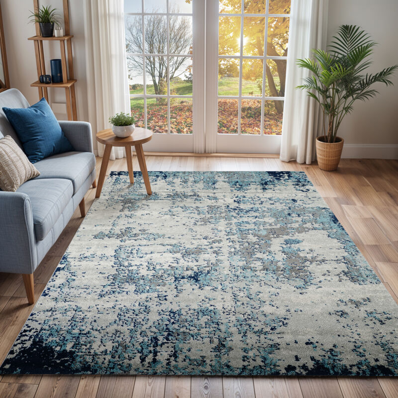 Surya - Tapis Abstrait Moderne Bleu/Gris/Blanc 120x170 cm