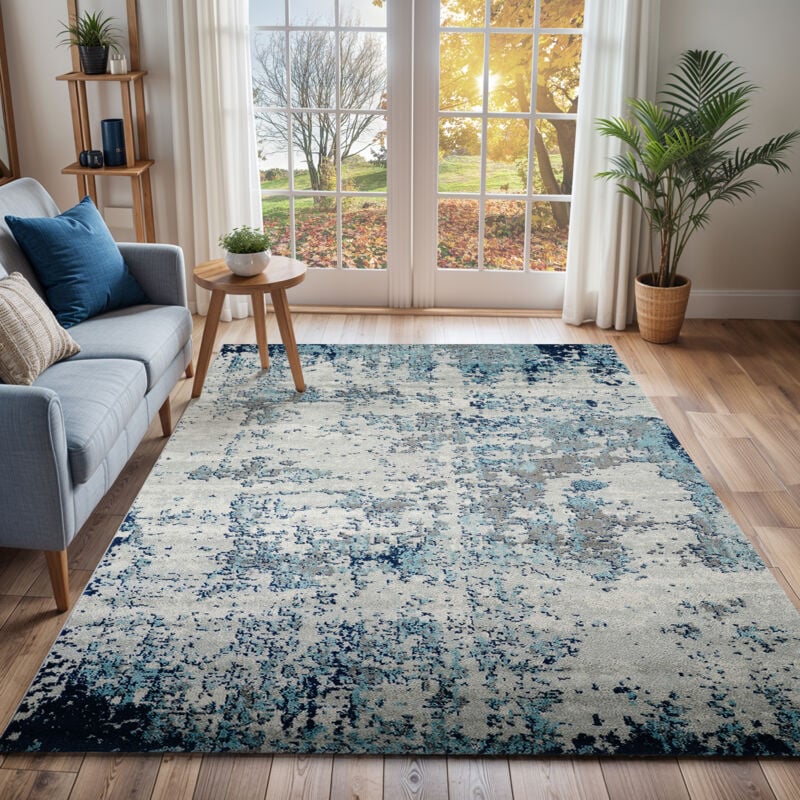 Surya - Tapis Abstrait Moderne Bleu/Gris/Blanc 160x220 cm