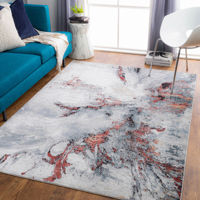 Surya - Tapis Abstrait Moderne Gris/Rouge 200x275 cm