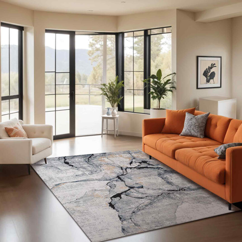 Surya - Tapis Abstrait Moderne Ivoire/Gris 160x220 cm