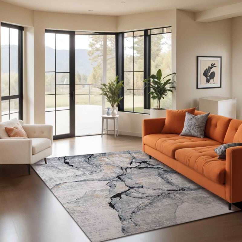 Surya - Tapis Abstrait Moderne Ivoire/Gris 200x275 cm