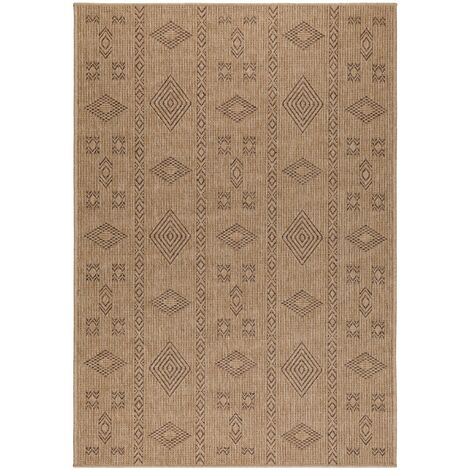 Tapis de salon aspect jute Naturelle Beige et Noir 80x150cm