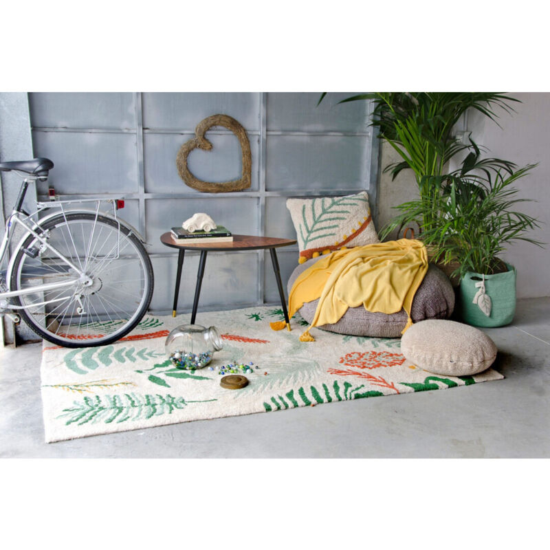 Tapis de salon avec franges multicolore Botanic Plants Lorena Canals Multicolore 140x200