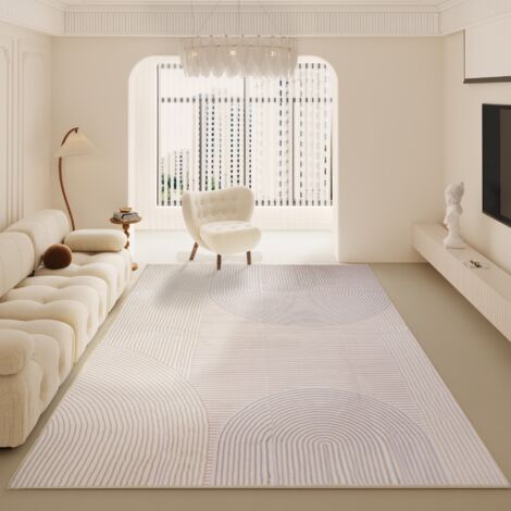 Tapis De Salon Chambre - Peluche Courte Haute Densité - Motifs Géométriques- Antidérapant 160x230cm