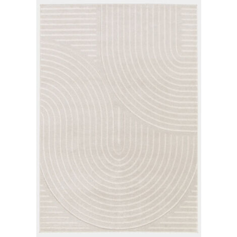 Tapis de salon - Circle Line - Beige et écru - 160 x 230 cm