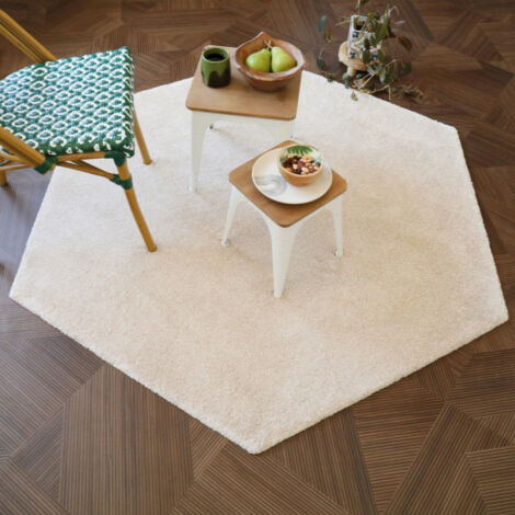 Tapis de salon design hexagonal - Touch - Beige clair - 147 x 170 cm