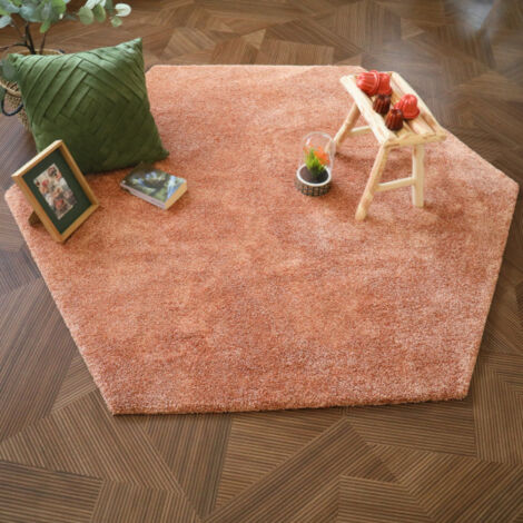Tapis de salon design hexagonal - Touch - Rose corail - 250 x 289 cm