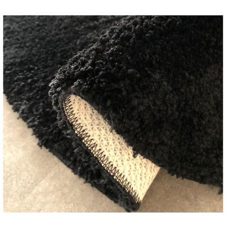 Tapis de Salon en Flocké Anti-dérapant Résistant aux Salissures - Tapis de Sofa Table - Tapis de Sol pour Chambre ou Table de Lit - Noir 60x60cm