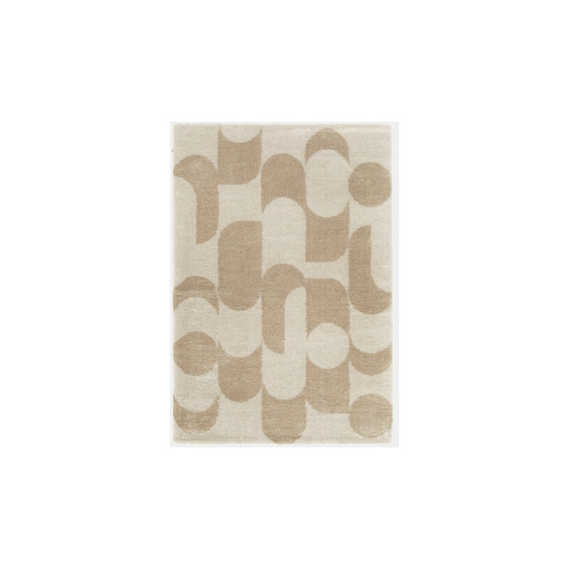 Décoweb - Tapis de salon en matière recyclée - Arty - Marron et beige - 160 x 230 cm