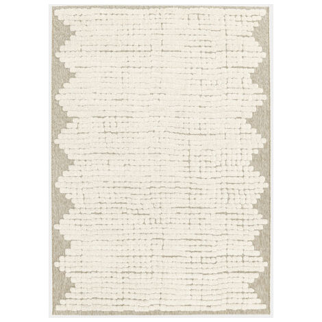 Tapis de salon en matière recyclée - Ode à la vie - Beige et crème - 120 x 170 cm