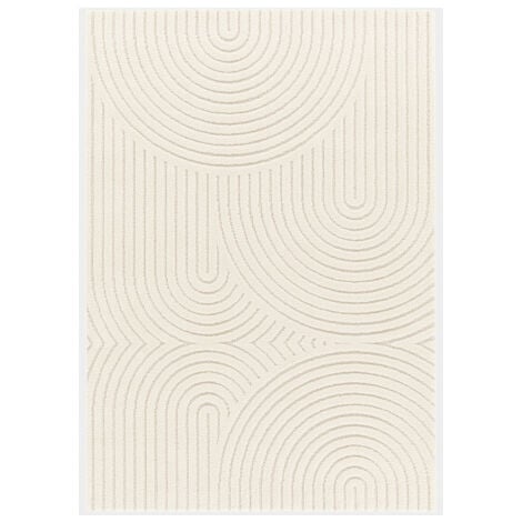 Tapis de salon en relief - Circle - Courbe crème - 80 x 150 cm