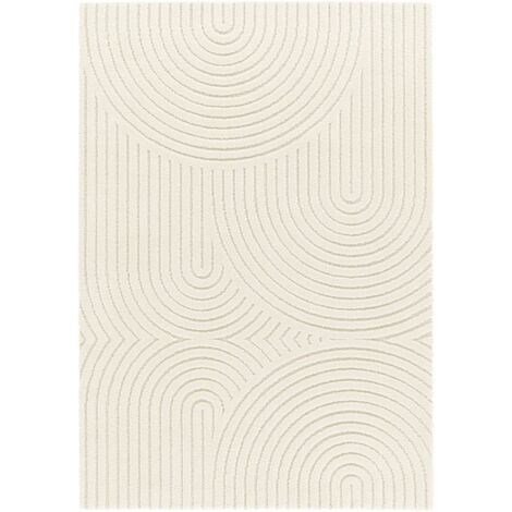 Tapis de salon en relief - Circle - Courbe écru et crème - 80 x 150 cm