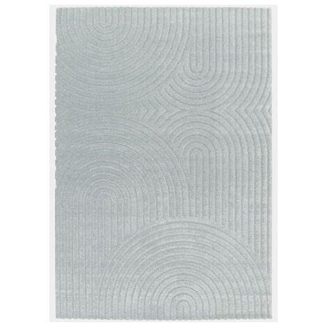 Tapis de salon en relief - Circle - Courbe gris bleuté - 200 x 290 cm
