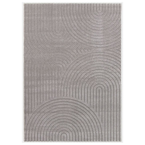 Tapis de salon en relief - Circle - Courbe gris chaud - 200 x 290 cm