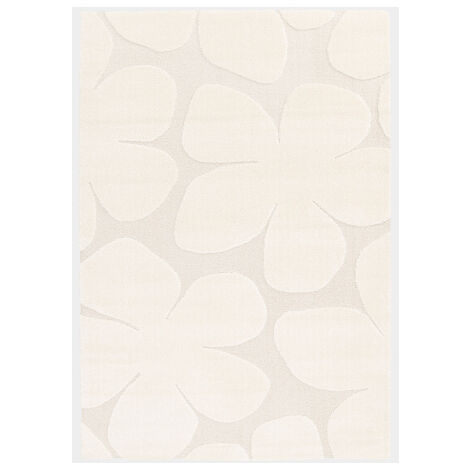 Tapis de salon en relief - Flower Power - Motif fleurs crème - 120 x 170 cm
