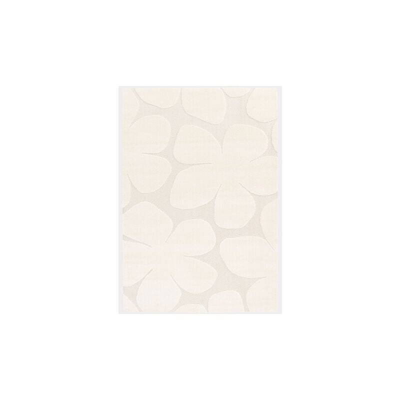 Décoweb - Tapis de salon en relief - Flower Power - Motif fleurs crème - 200 x 290 cm
