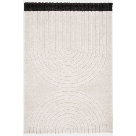 Tapis de salon en relief - Modern Circle - Crème - 80 x 150 cm