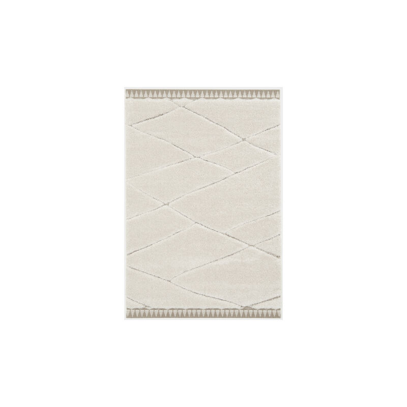 Décoweb - Tapis de salon en relief - Sweet home - Ligne écru et crème - 120 x 170 cm