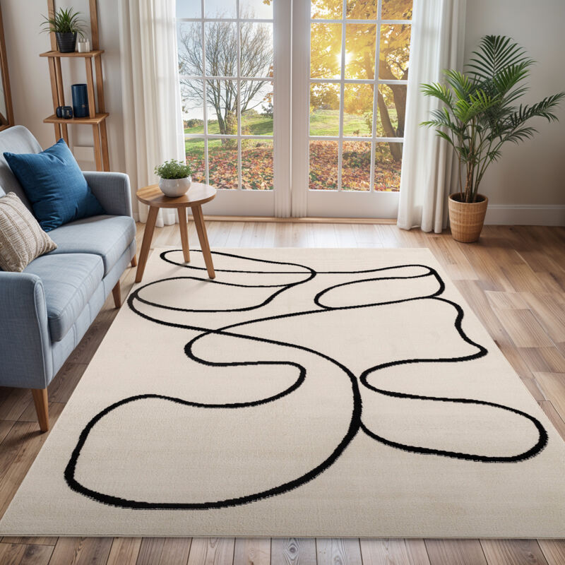 Surya - Tapis Scandinave Bohème Blanc/Noir 140x200 cm