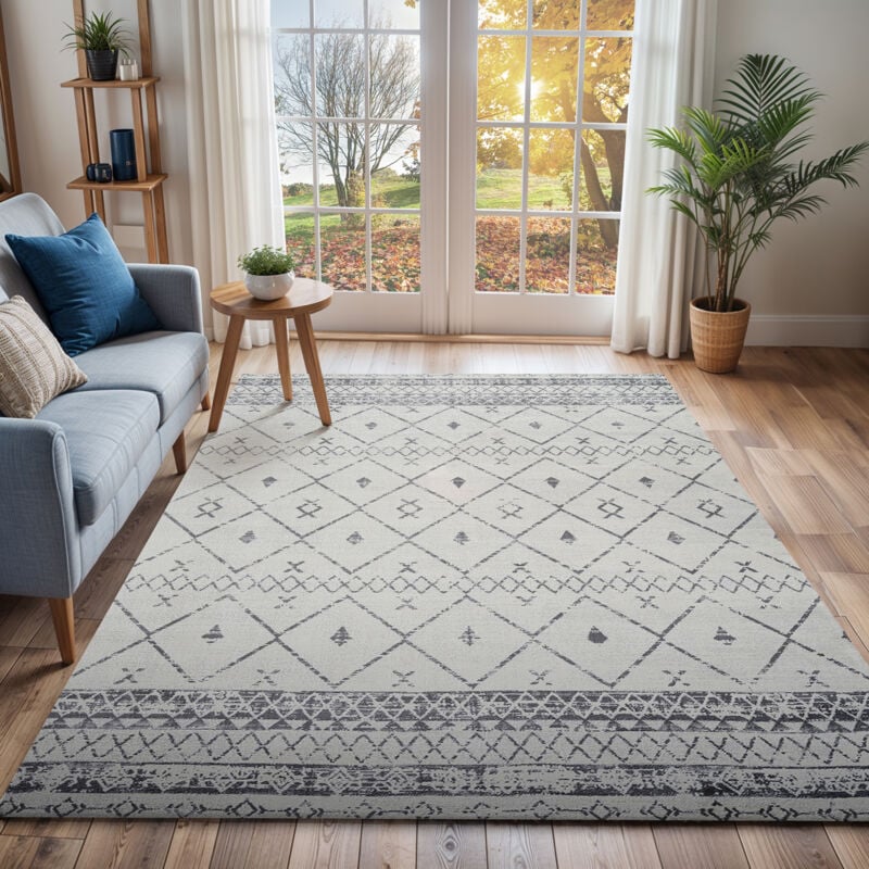 SURYA Tapis Berbère Ethnique Blanc/Gris 160x215 cm