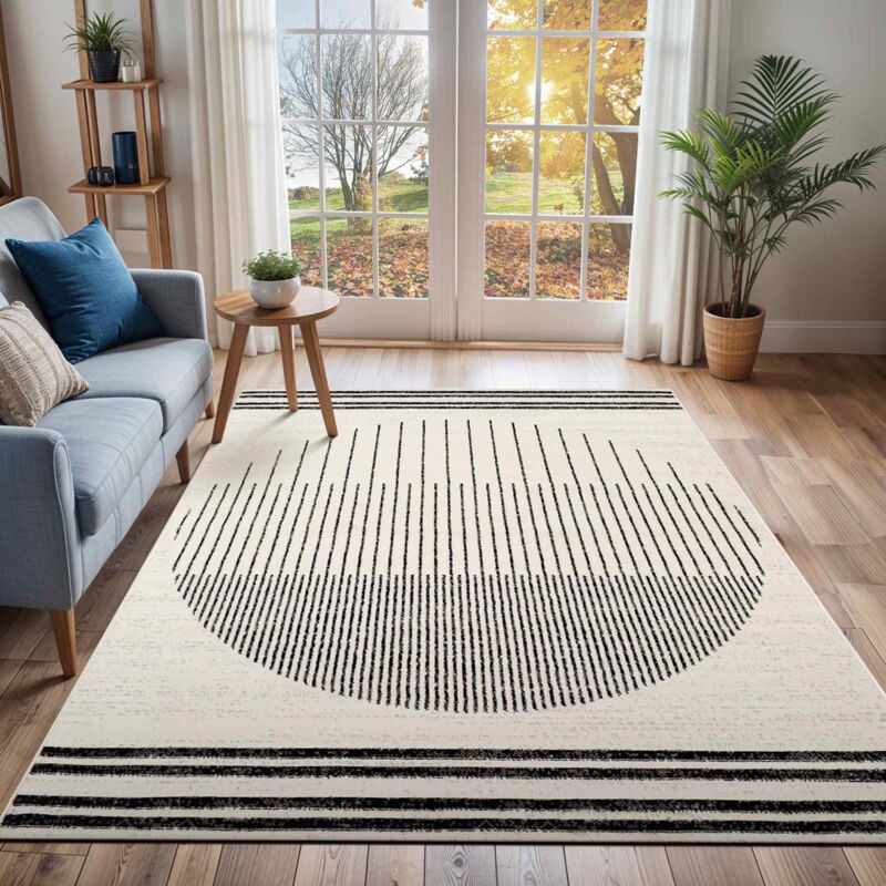 Surya - Tapis Scandinave Moderne Blanc/Noir 152x213 cm
