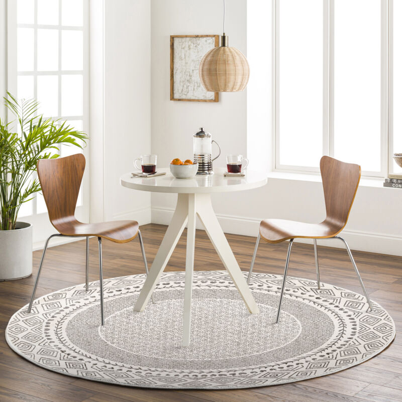 Surya - Tapis Rond Scandinave Bohème Gris/Beige ø 160 cm