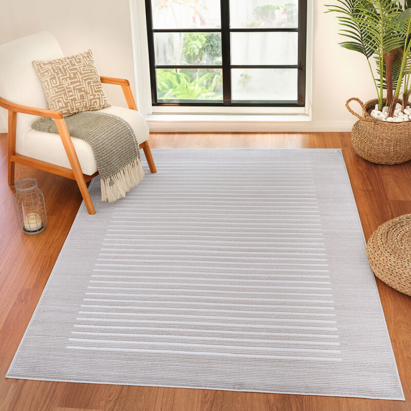 Surya - Tapis Scandinave Rayé Gris/Blanc 120x170 cm