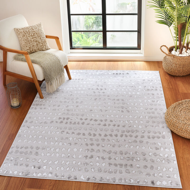 Surya - Tapis Scandinave à Pois Gris/Blanc 200x275 cm