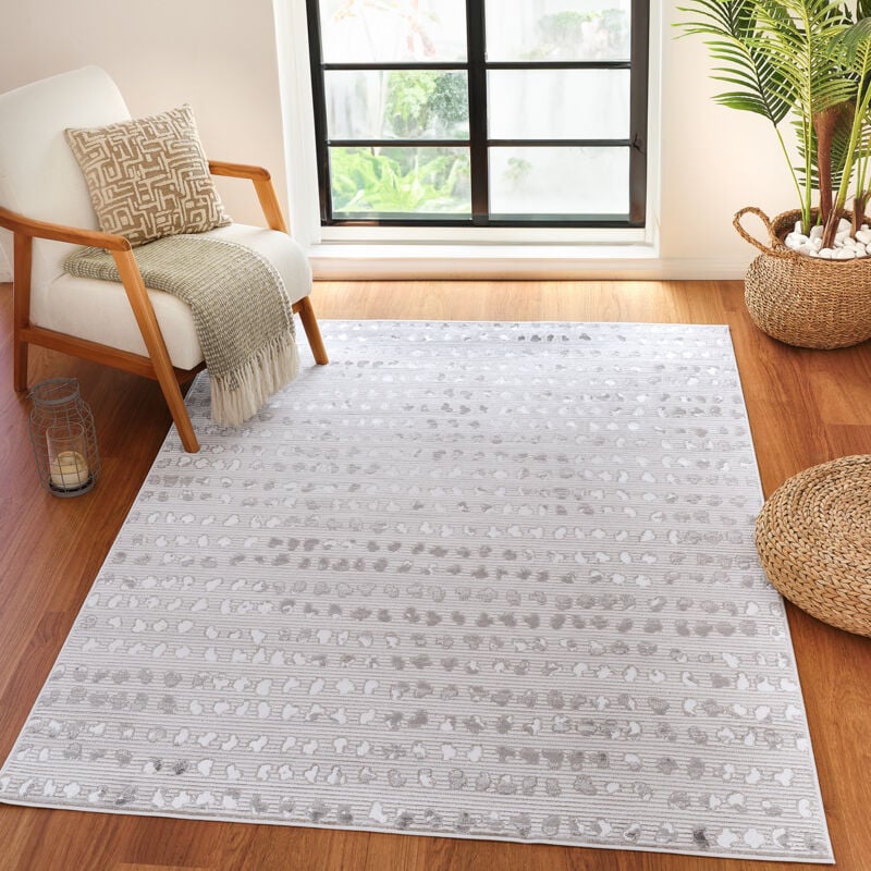 Surya - Tapis Scandinave à Pois Gris/Blanc 160x213 cm
