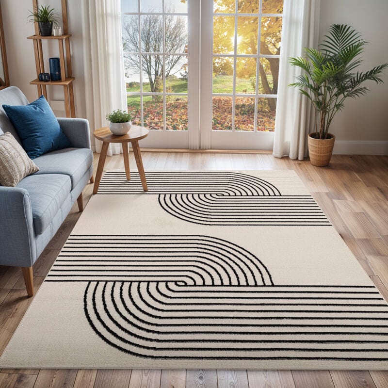 Surya - Tapis Scandinave Moderne Blanc/Noir 152x213 cm