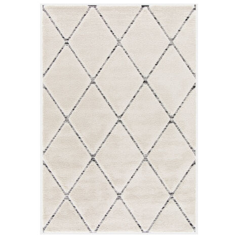 Tapis de salon graphique en relief - Louisa - Crème et noir - 160 x 230 cm