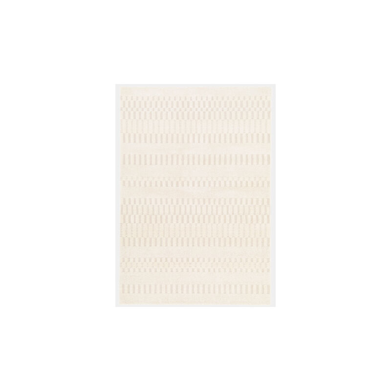 Décoweb - Tapis de salon graphique en relief - Tempo - Crème - 120 x 170 cm