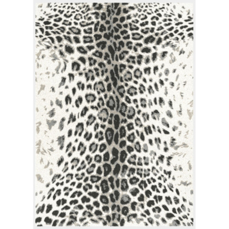 Tapis de salon Léopard urbain - Noir, gris & crème - 80 x 150 cm
