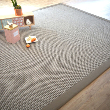 Tapis de salon - Lombok silver - Ganse lin marron taupe - 140 x 200 cm